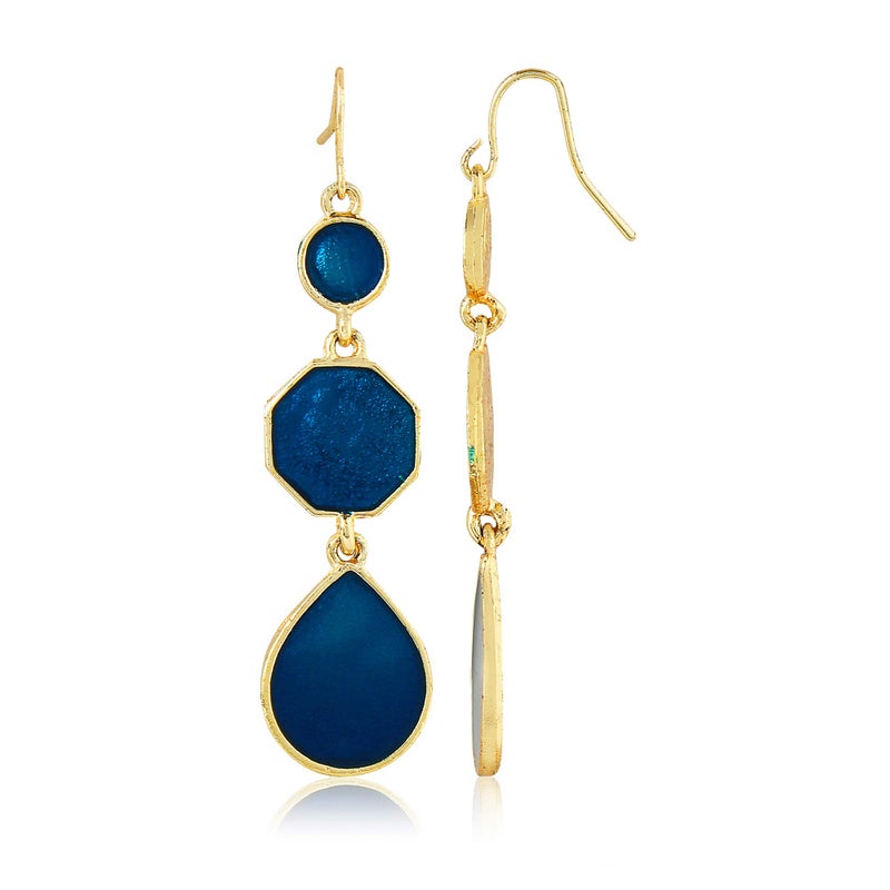 Moonstruck Peacock Blue Enamel Dangle Drop Earrings for Women â€“ Gold-Plated Alloy, 6.5cm Length, Lightweight Ethnic & Western Wear Accessory - Image 3